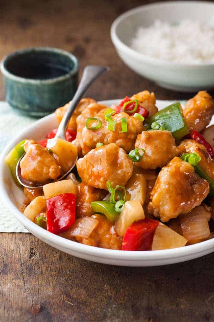 Plate of Baked Sweet and Sour Chicken