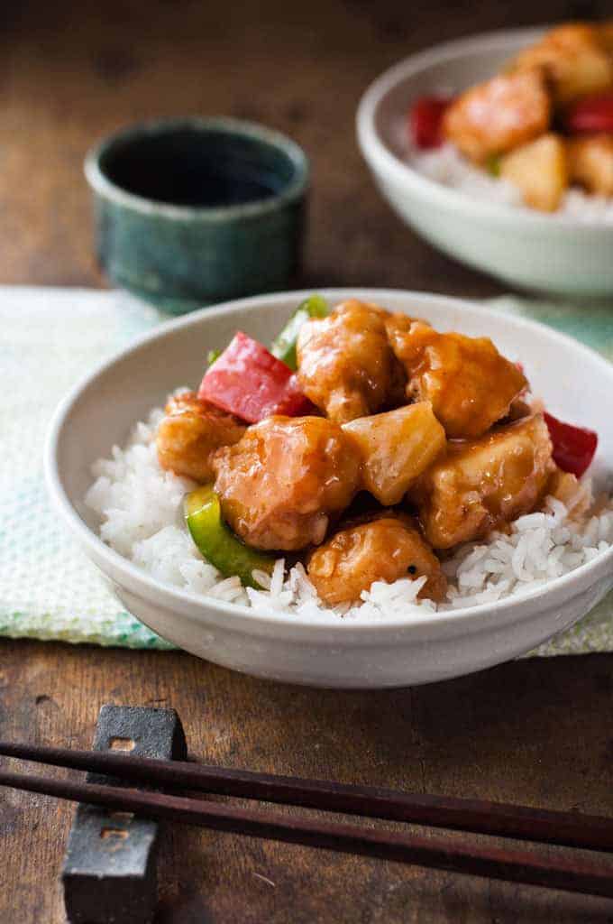 Baked Sweet and Sour Chicken on rice