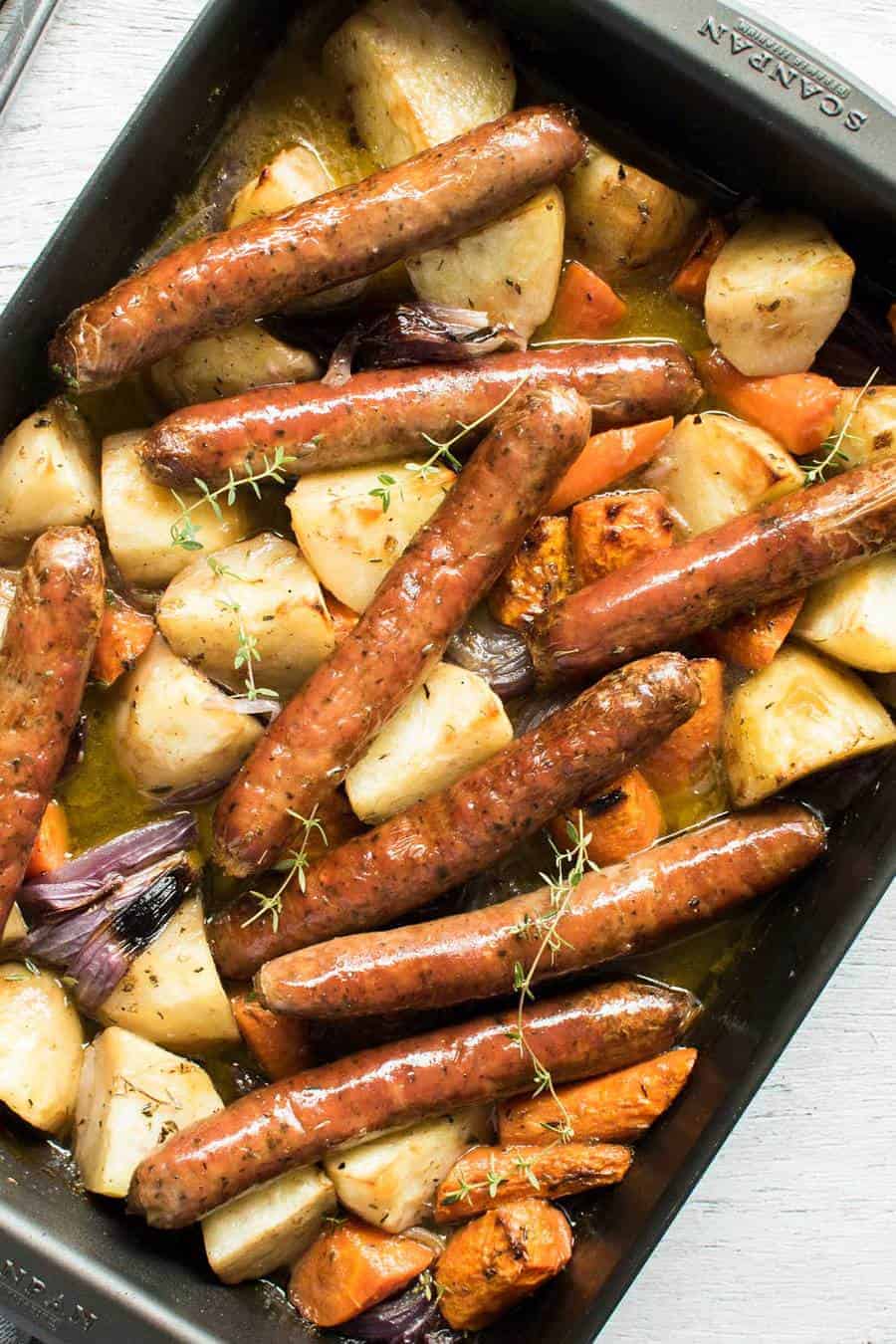 One Pan Baked Sausage and Vegetables WITH Gravy ...