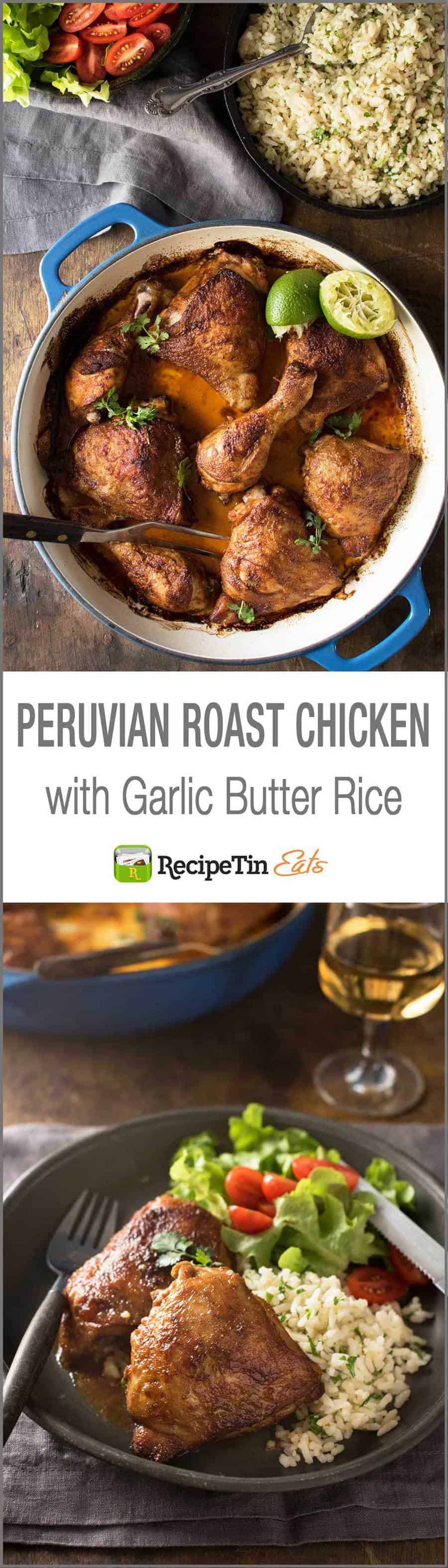 Peruvian Roast Chicken - the marinade is simple but packs a flavour punch! And the rice is absolutely irresistible!