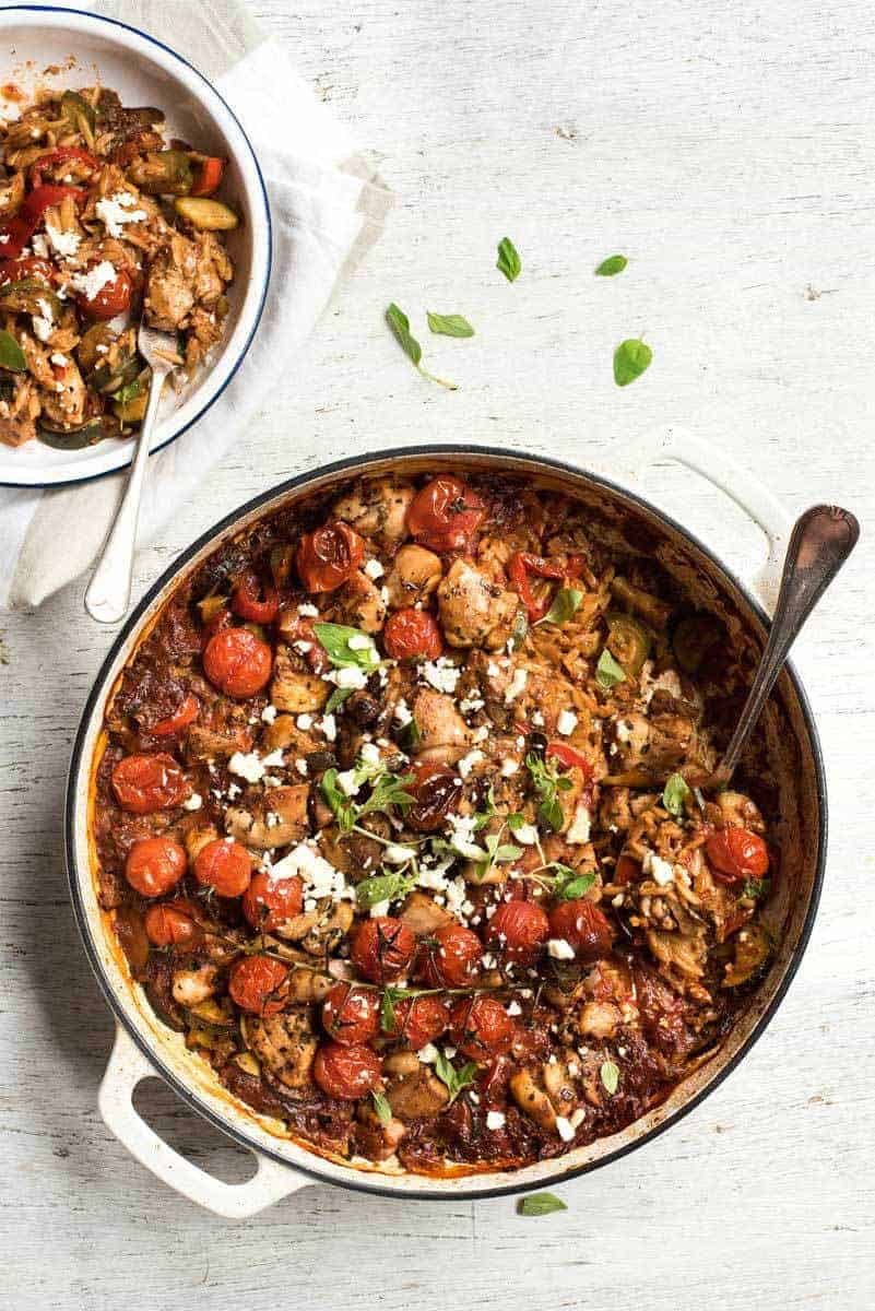 One Pot Baked Greek Chicken Orzo (Risoni) RecipeTin Eats