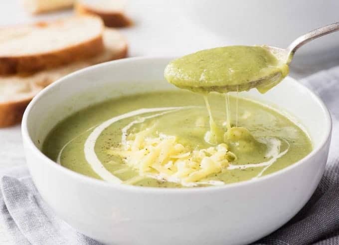 Easy Broccoli Cheese Soup - You're just 20 minutes away from a bowl of creamy, cheesy goodness that's only 300 calories a serving.