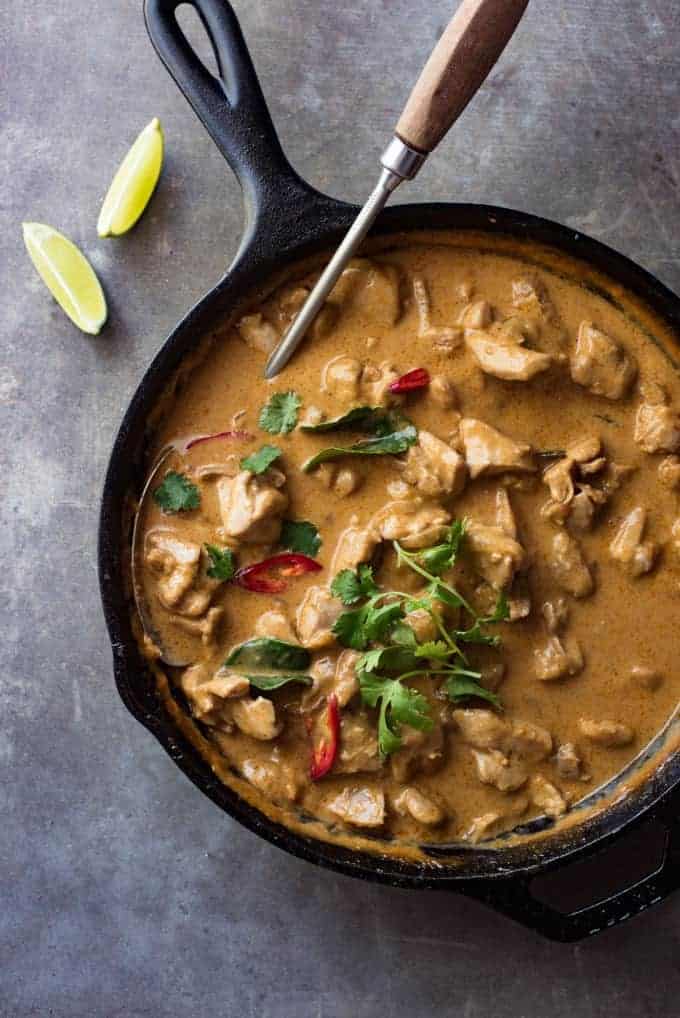 Thai Mango Chicken Curry - Restaurant quality, extra saucy, thick and creamy, 1/3 less calories, this Thai Red Curry is truly incredible.