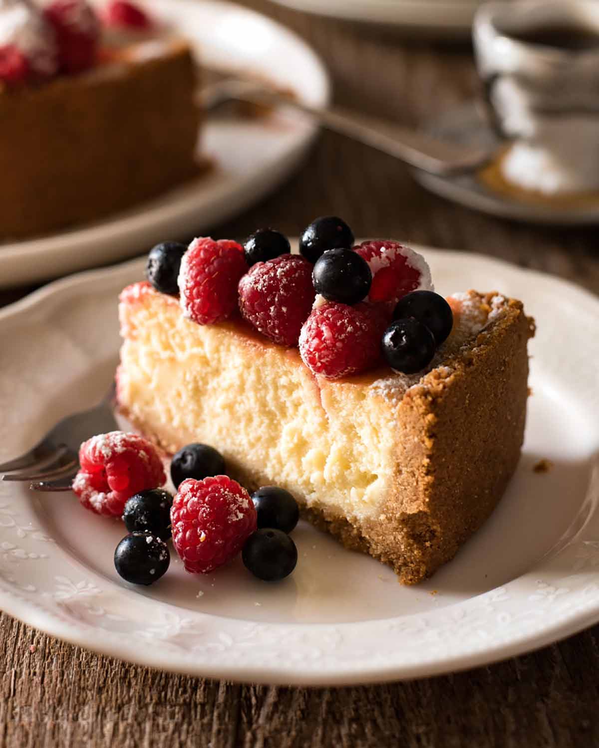 Slice of Classic baked cheesecake