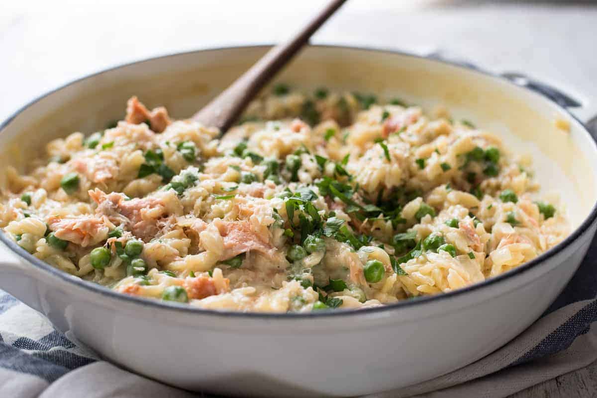 Creamy Salmon Risoni / Orzo - Made from scratch, and on the table in just 15 minutes!