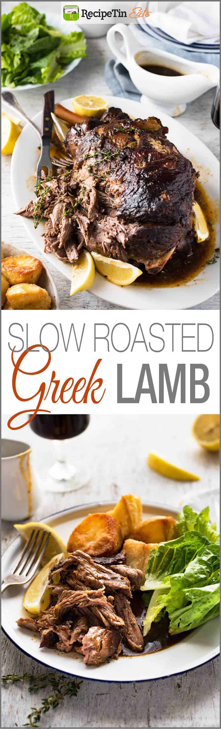 Slow Roasted GREEK Leg of Lamb - Tender fall apart lamb made the Greek way! Super easy.