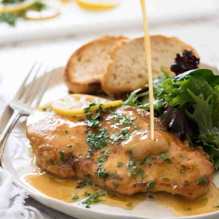 Honey Lemon Chicken - Golden brown chicken breast with a gorgeous honey lemon sauce. On the table in 15 minutes!