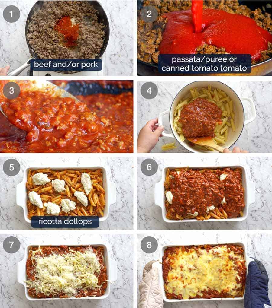 How to make Baked Ziti - preparation steps