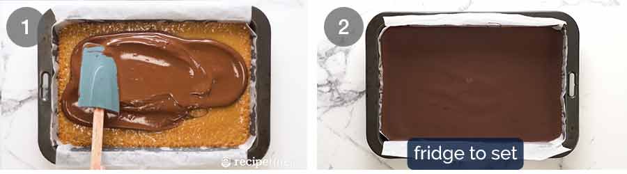How to make Caramel Slice - chocolate topping
