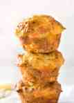 Close up photo of a stack of Savoury Cheese Muffins