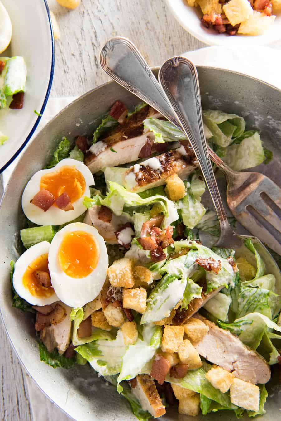 Chicken Caesar Salad - Restaurant quality salad, it's all about the homemade dressing!
