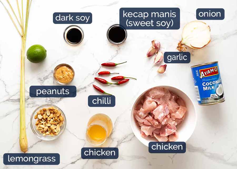 Ingredients in Chicken Satay Curry (Malaysian)