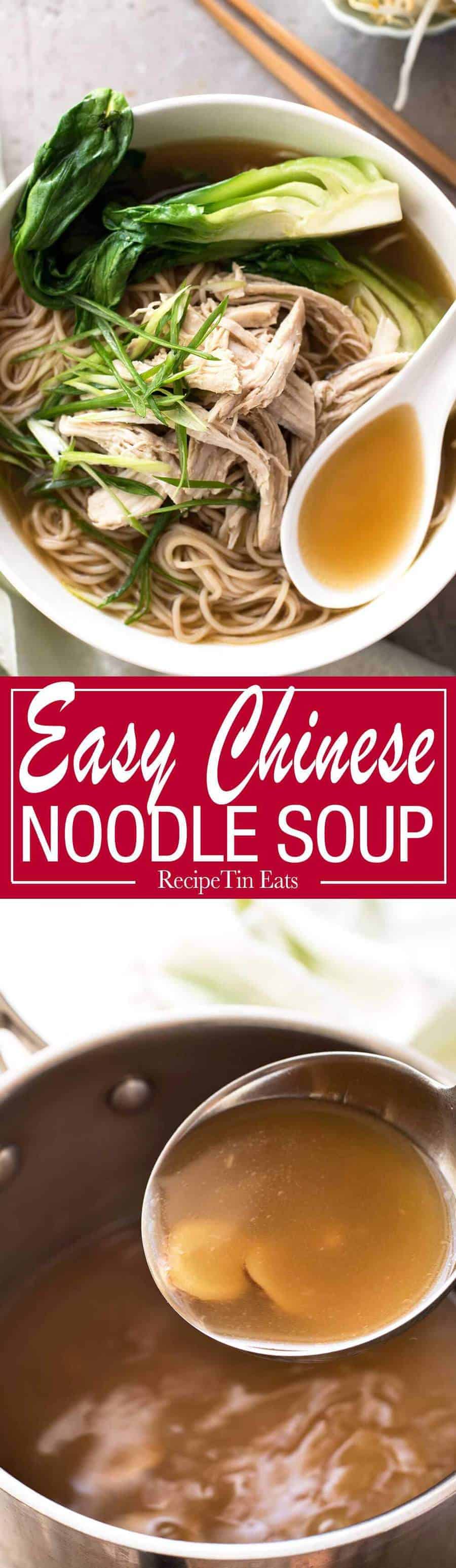 A fast and easy PROPER Chinese soup broth is the key to a noodle soup that tastes as good as what you get at restaurants. Just 20 minutes to make!