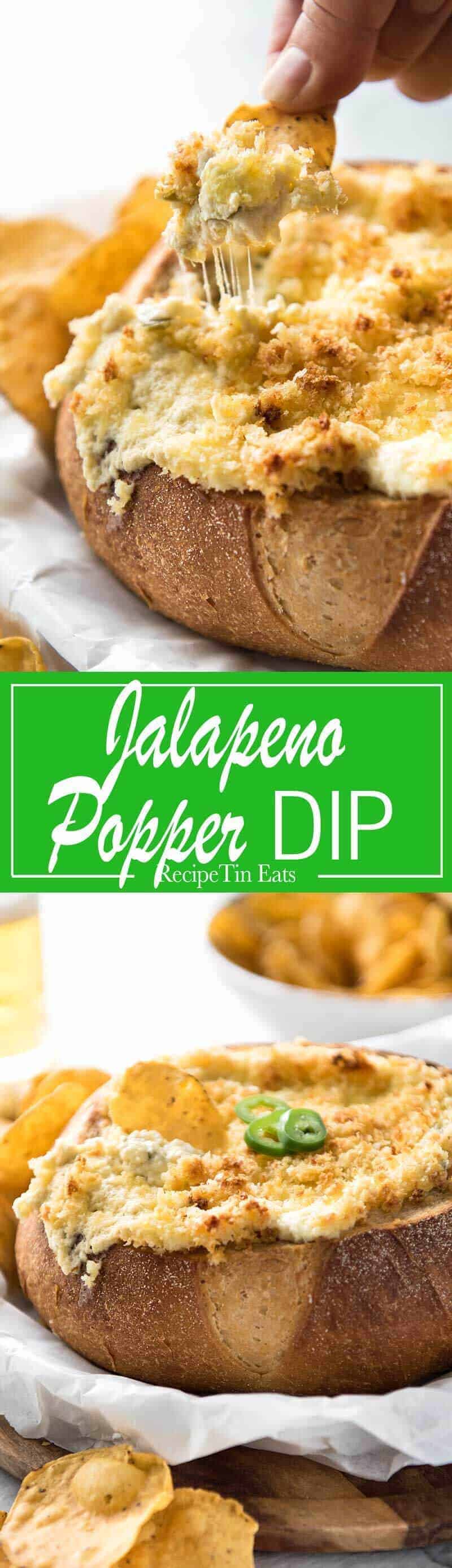 It's a Jalapeño Popper - in dip form! A warm creamy dip spiked with jalapeño, topped with a crunchy panko topping!