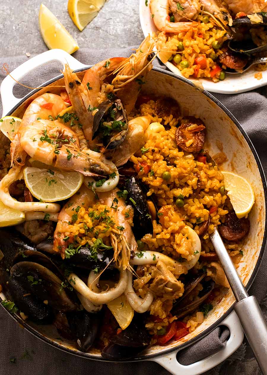 Paella ready to be served