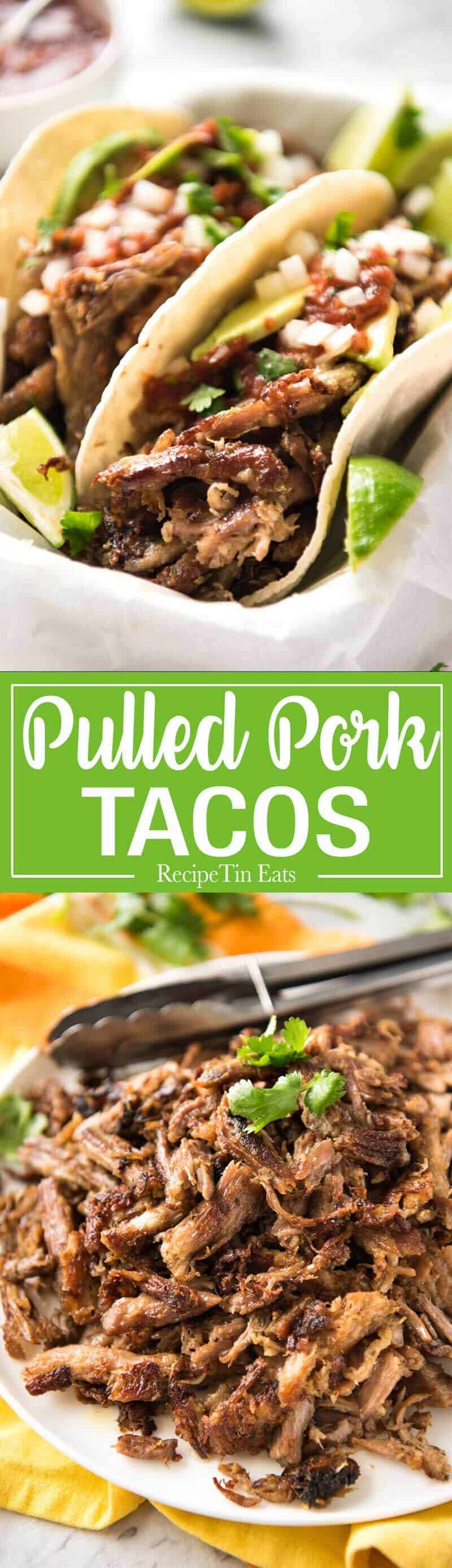Mexican Pulled Pork Tacos - the juiciest, easiest, most flavoursome Pork Carnitas you will ever make! recipetineats.com