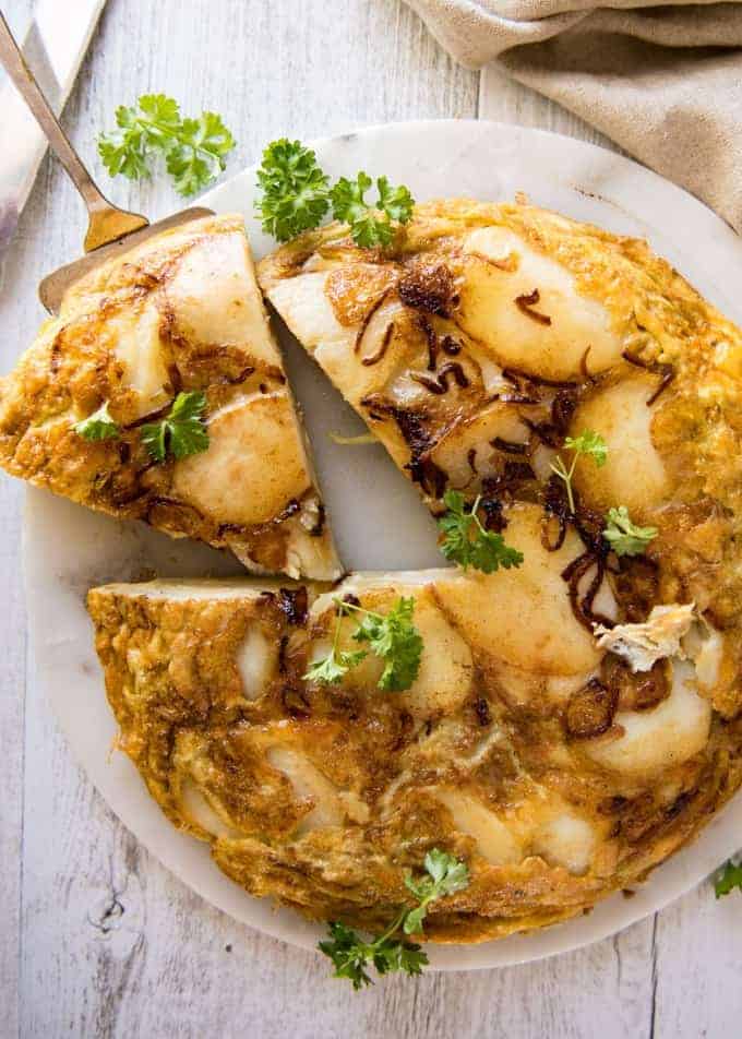 Spanish Tortilla (Omelette) - One of the best omelettes in the world, made with just eggs, potatoes, onion and olive oil! recipetineats.com
