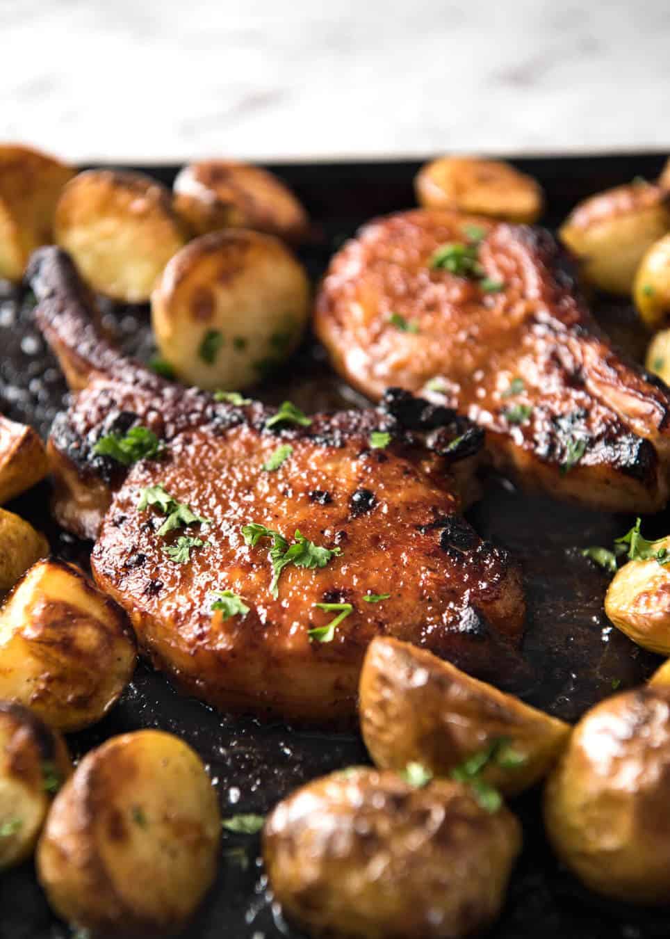 oven baked pork chops with potatoes | recipetin eats