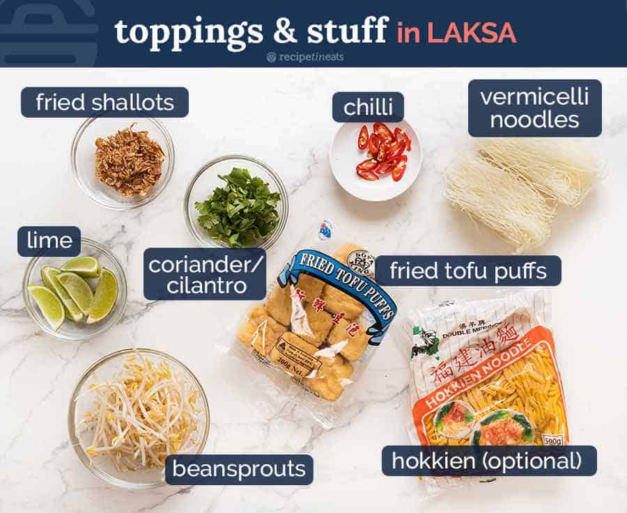 Laksa recipe soup toppings and noodles