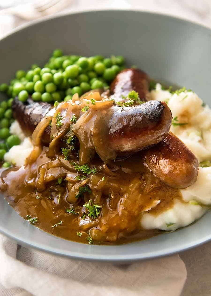 Bangers and Mash (Sausage with Onion Gravy) RecipeTin Eats