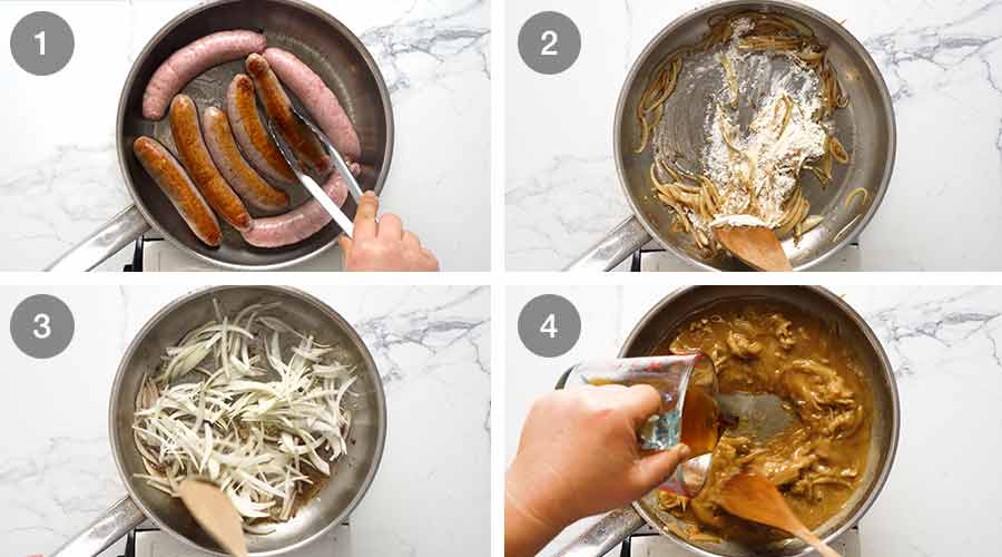 How to make Bangers and Mash (Sausage with Onion Gravy)