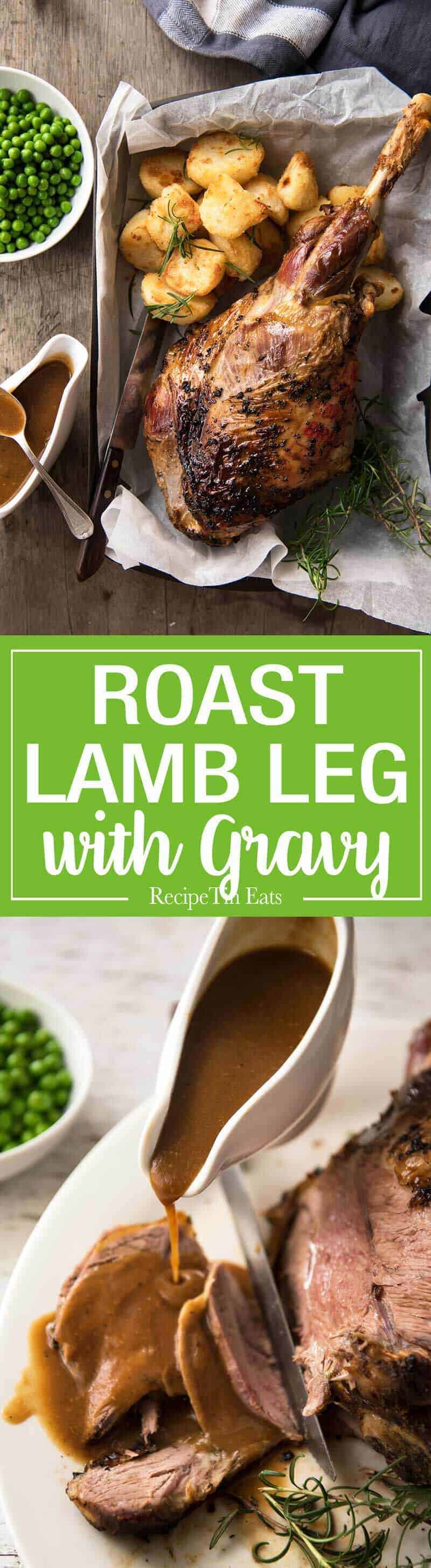A classic, perfectly cooked Roast Lamb Leg with a classic smooth, rich gravy. It's Lambalicious! www.recipetineats.com