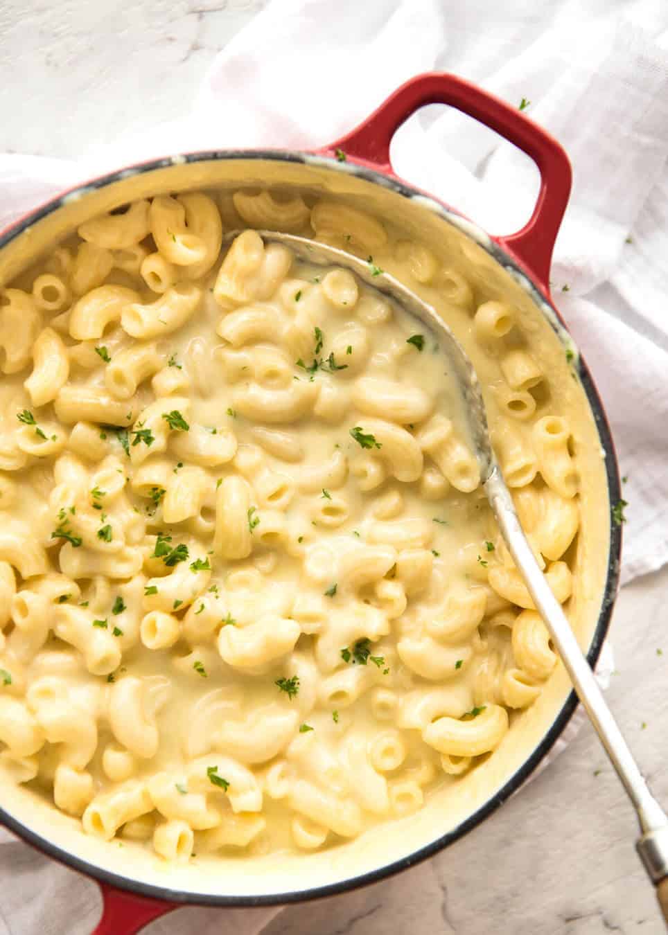 This Stovetop Macaroni and Cheese is all made in one pot! The sauce is incredibly silky, cheesy and the pasta is cooked to perfection. On the table in 20 minutes! recipetineats.com