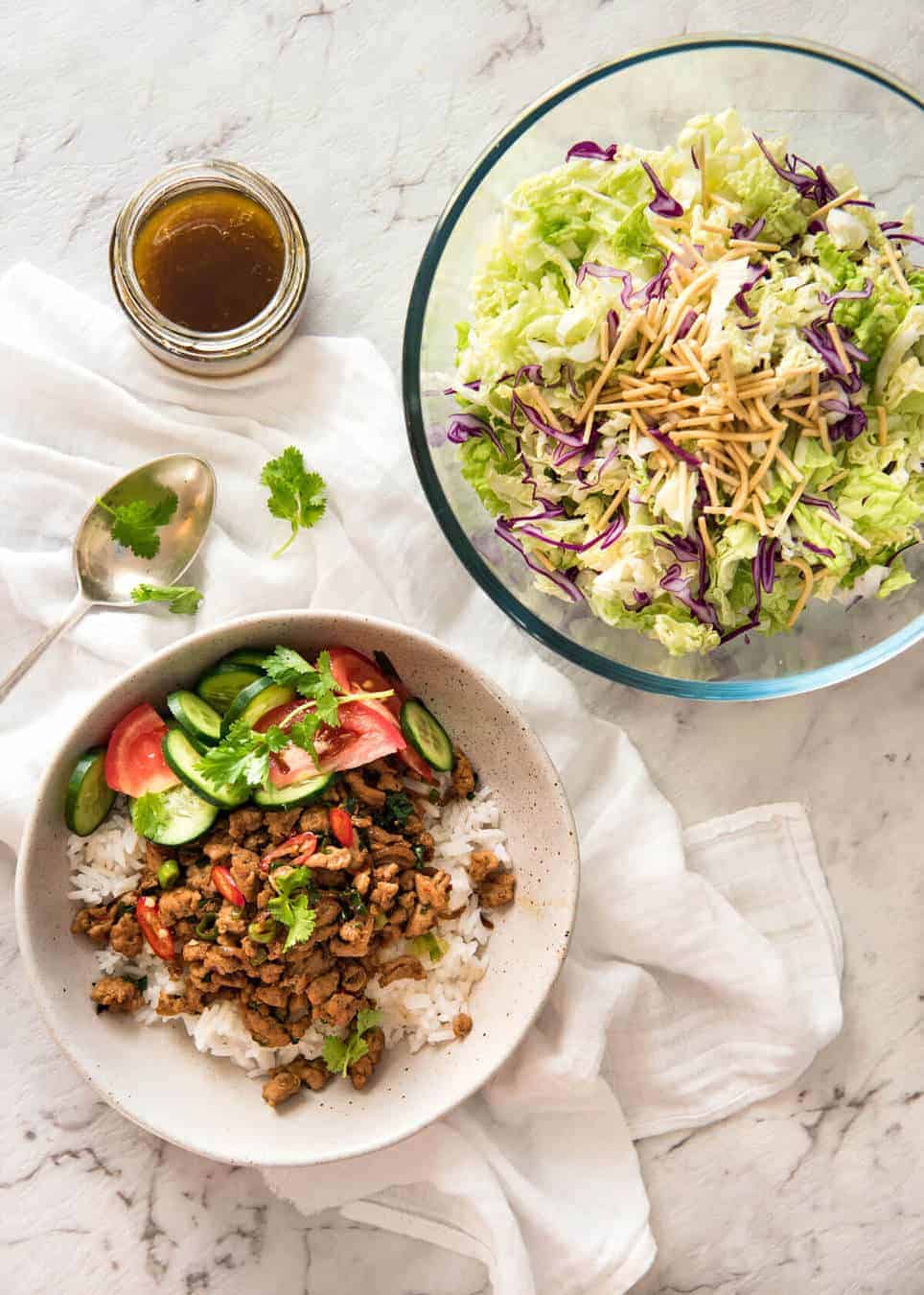 A fantastic Thai Stir Fry Sauce used to make a quick easy Thai Stir Fry using chicken, turkey or pork - ground or bite-size pieces. Classic REAL Thai, super fast healthy dinner!