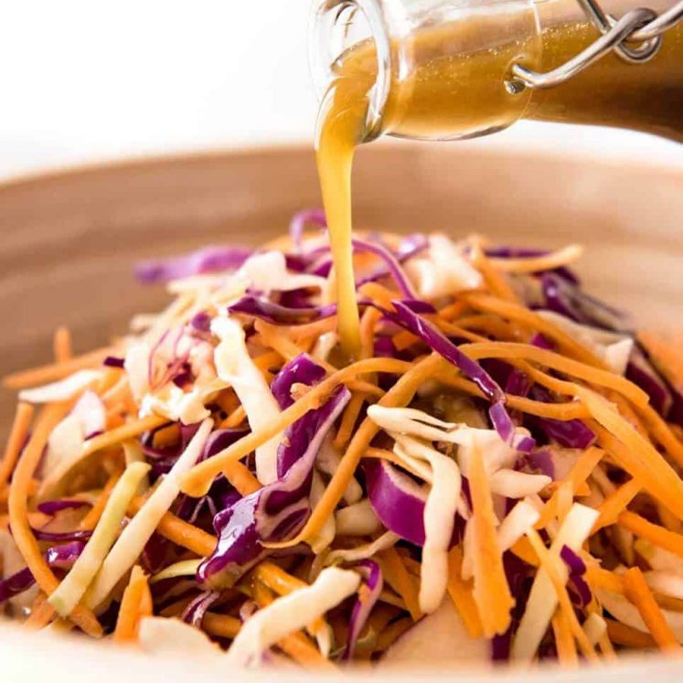 Asian Sesame Dressing - made with soy sauce, sesame oil, vinegar and sugar. Lasts for 3 weeks, an essential pantry standby! www.recipetineats.com
