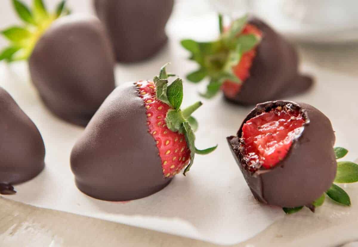 A closeup of Chocolate Covered Strawberries