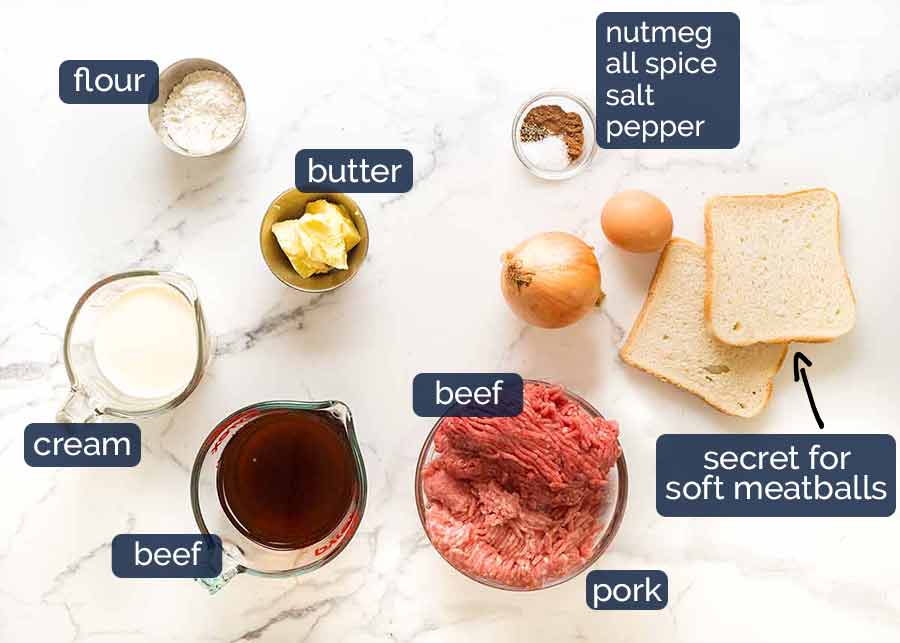 Ingredients in Swedish meatballs
