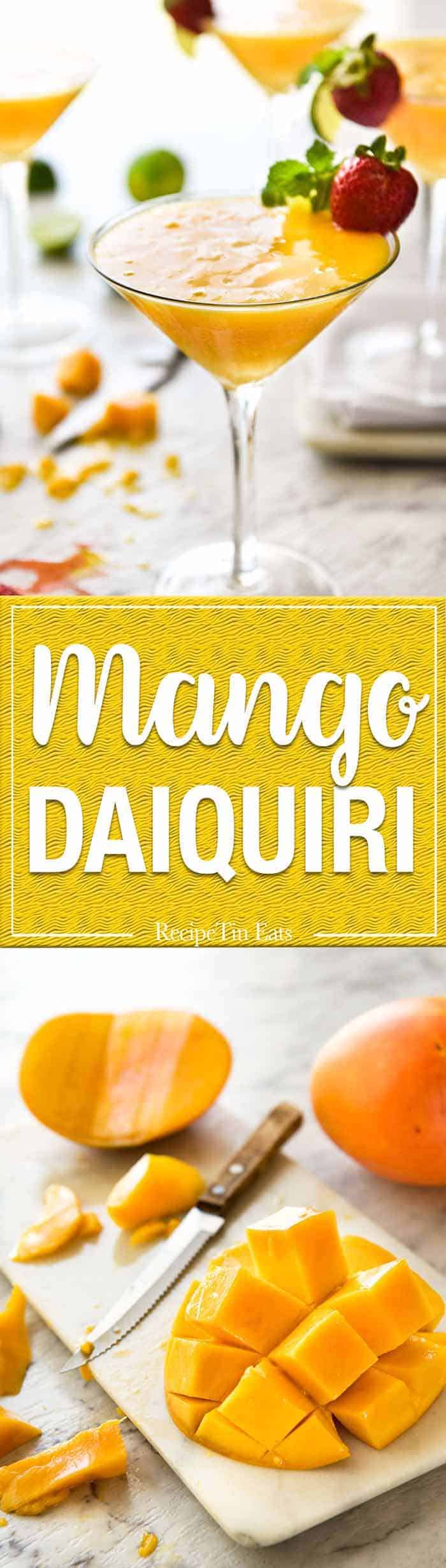 Mango Daiquiri made with fresh juicy mangoes, the king of all cocktails! Make this with or without a blender, frozen or not frozen. www.recipetineats.com