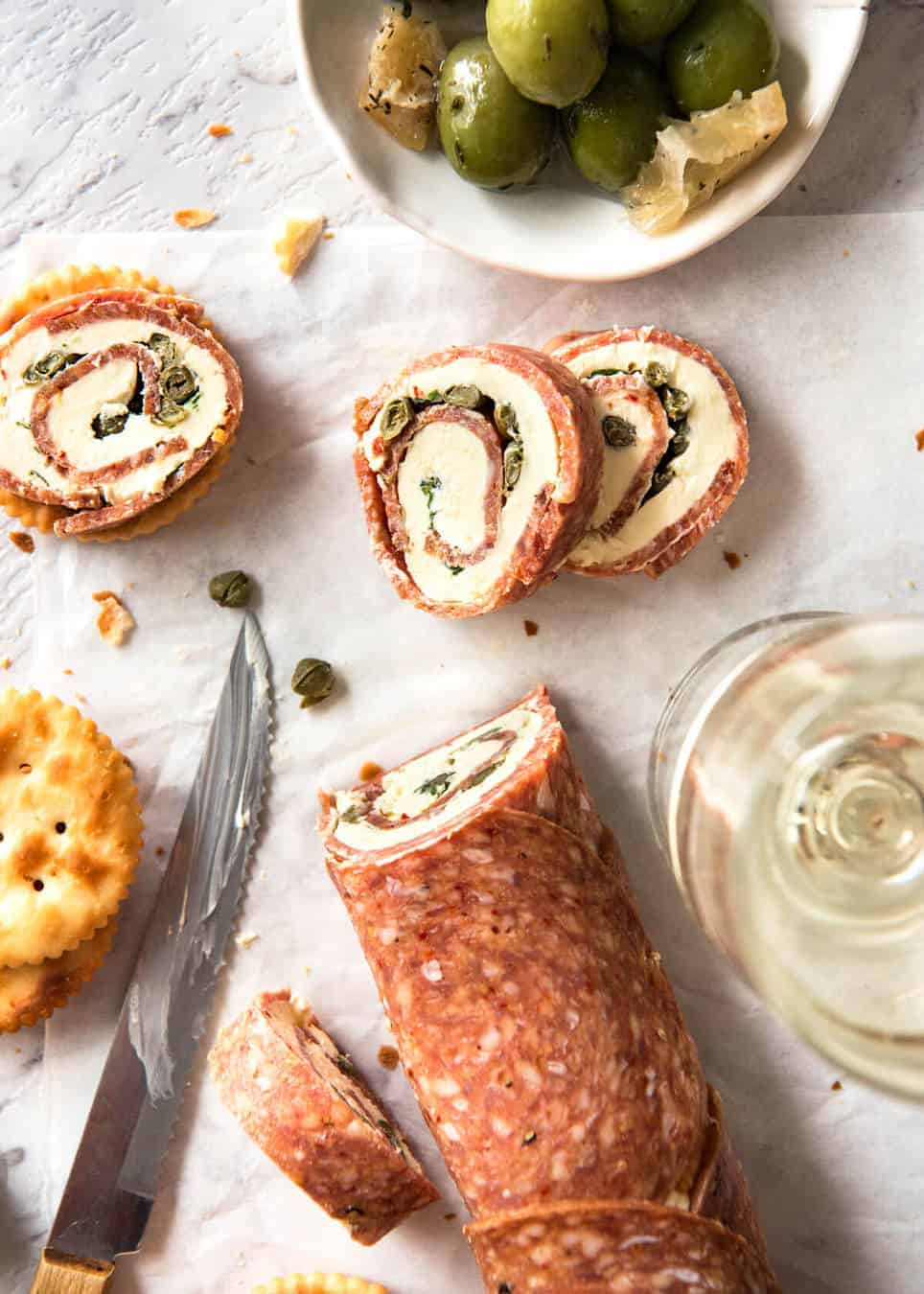 Salami Cream Cheese Roll Up - Great inexpensive party food idea! recipetineats.com