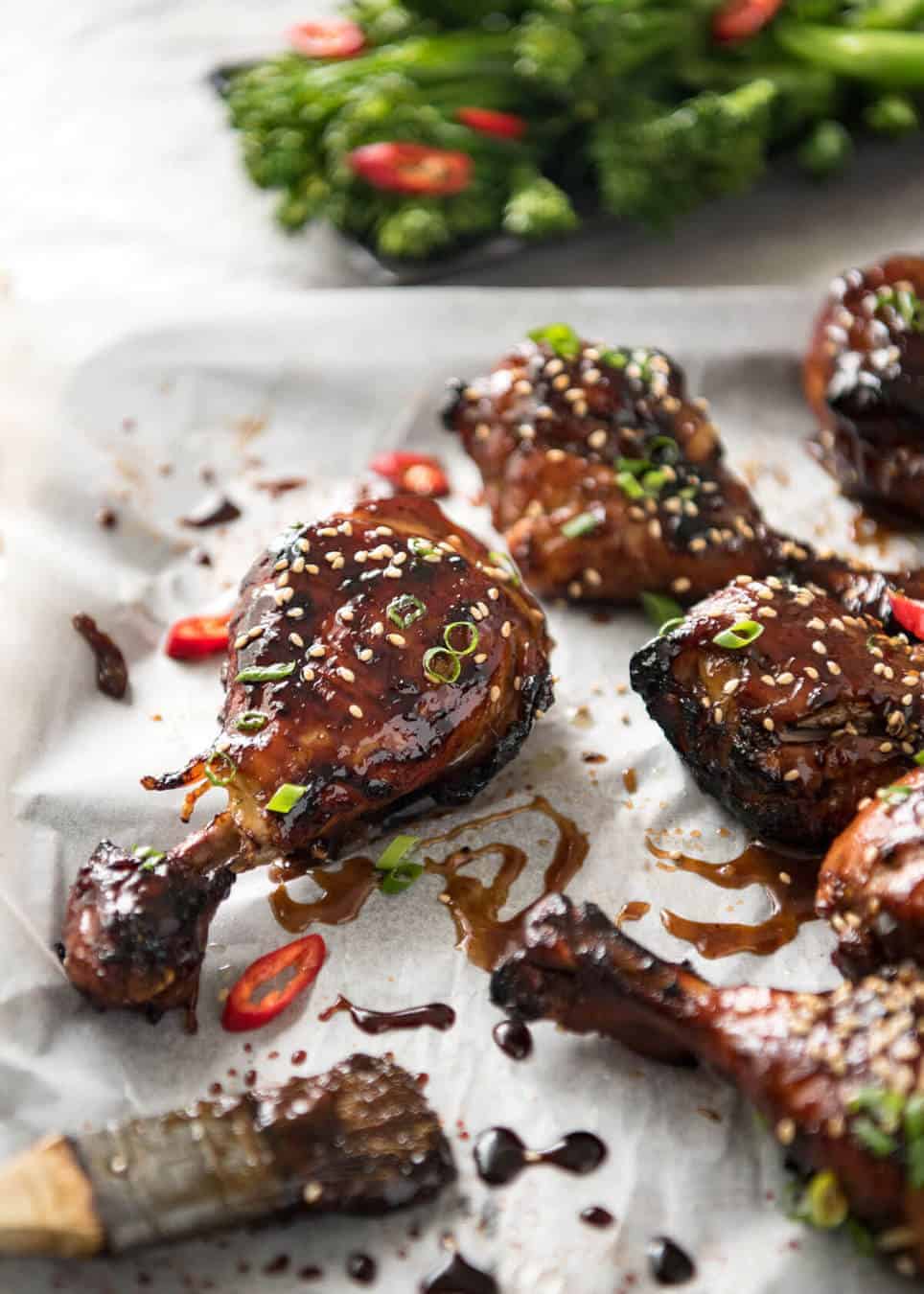 Sticky Chicken Drumsticks in Chinese Plum Sauce - Just a handful of ingredients, 5 minutes prep and awesome stickiness! www.recipetineats.com