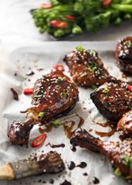 Sticky Chicken Drumsticks in Chinese Plum Sauce - Just a handful of ingredients, 5 minutes prep and awesome stickiness! recipetineats.com