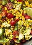 Close up of Corn Salad with Avocado with a Lime dressing