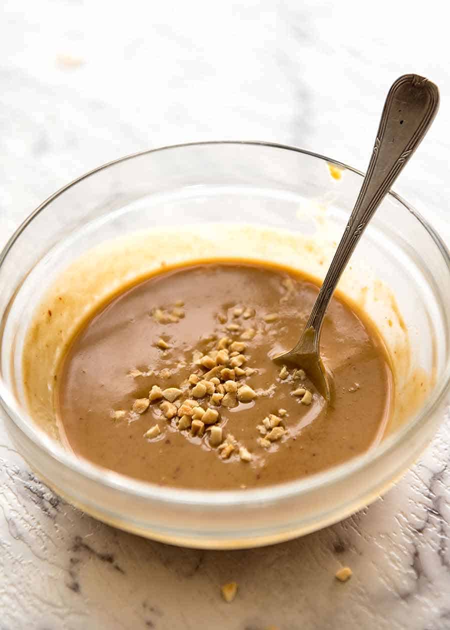Peanut Coconut Sauce for Thai Coconut Chicken in a bowl
