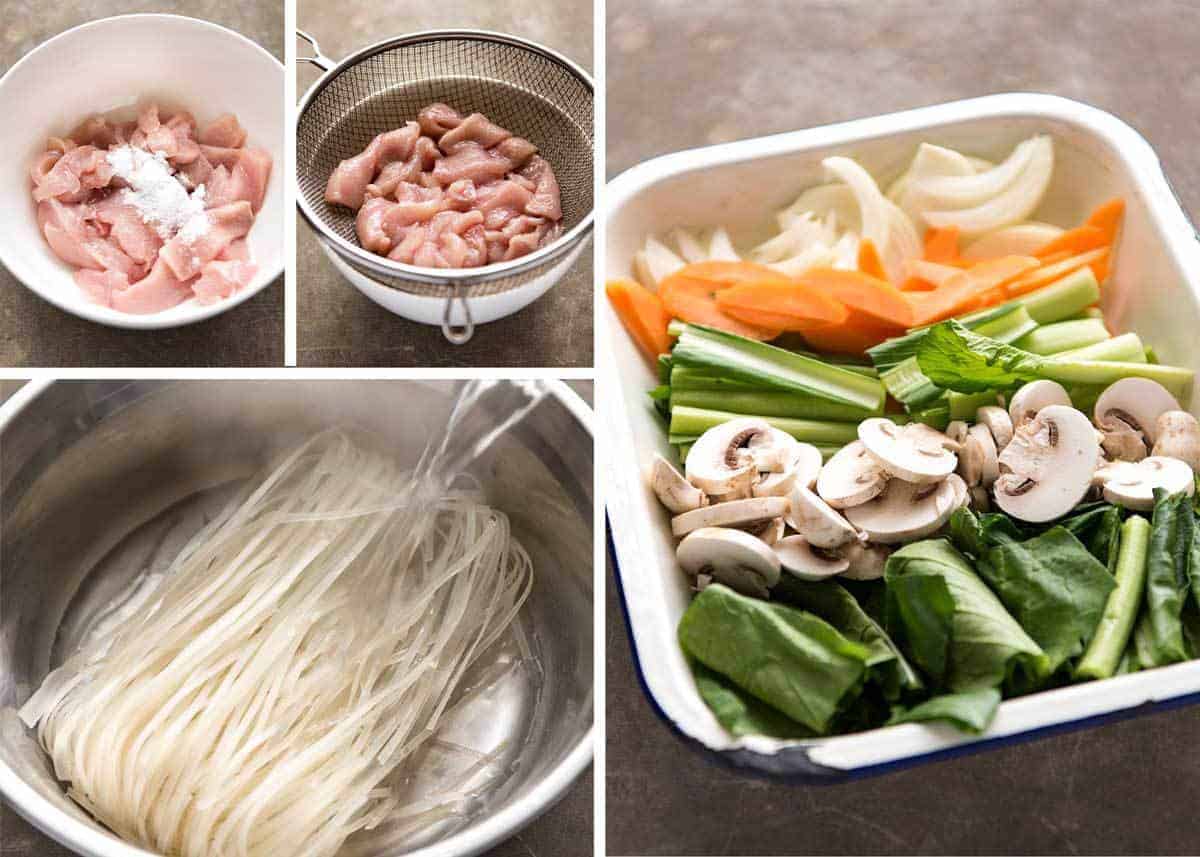 Great fridge forage meal - any dried noodles, any veggies, optional protein. This Chicken Stir Fry with Rice Noodles is healthy and super quick to make! recipetineats.com