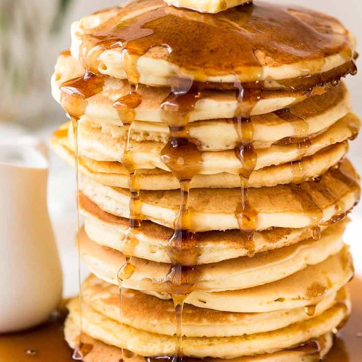 Stack of the best easy soft, fluffy pancakes