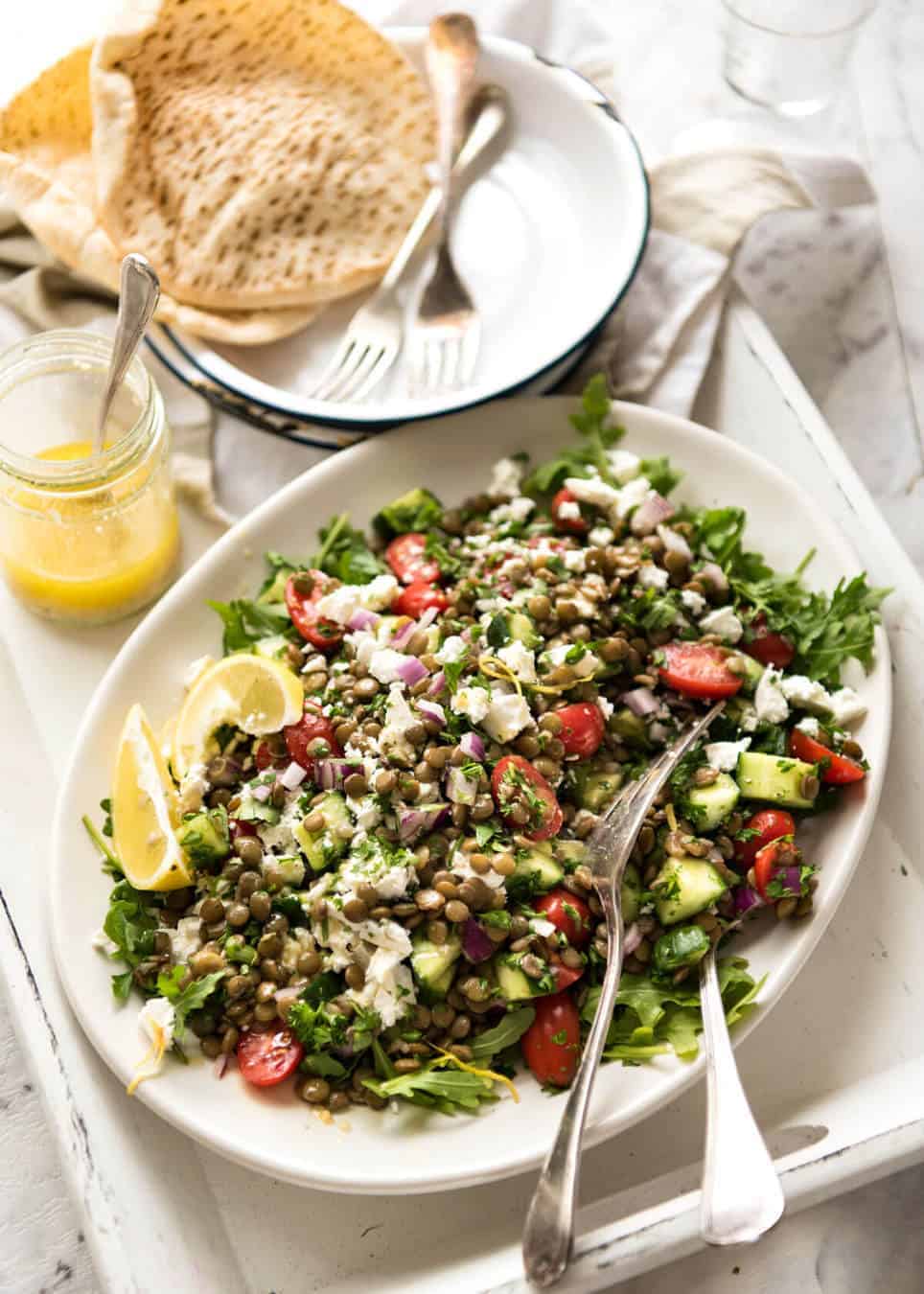 Can't-Stop-Eating-It Lentil Salad! Secret: Cook lentils in a simple flavoured broth or marinated canned lentils. recipetineats.com