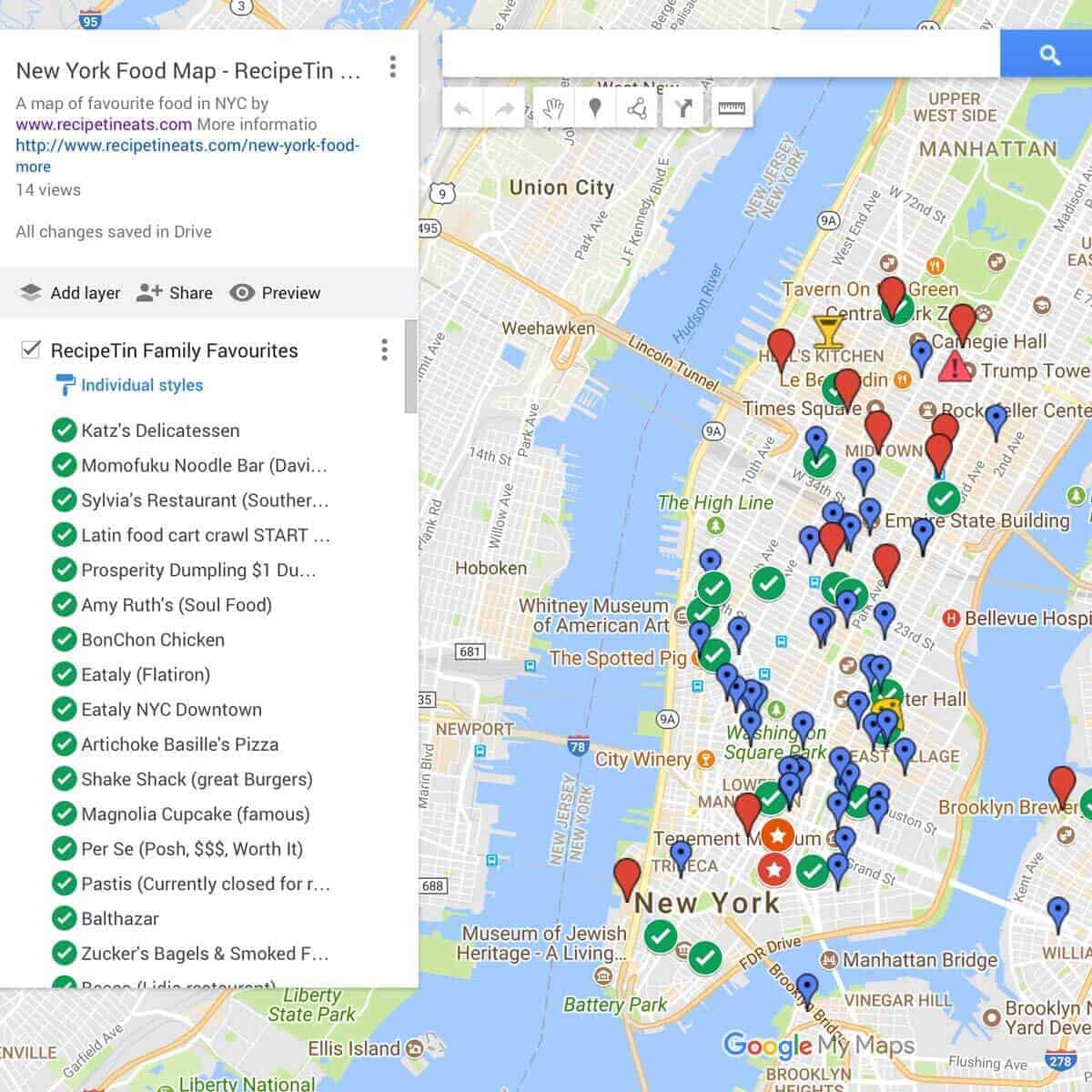 New York Food Map  Use It On The Go