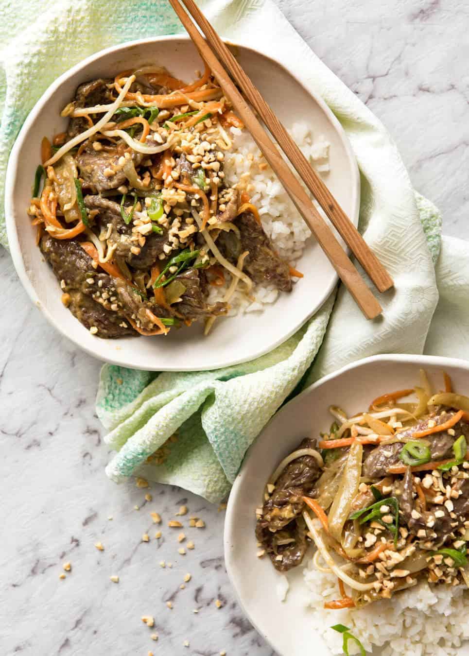 This Satay Peanut Stir Fry is almost too good to be true - it's SO FAST and SO EASY and tastes incredible! recipetineats.com