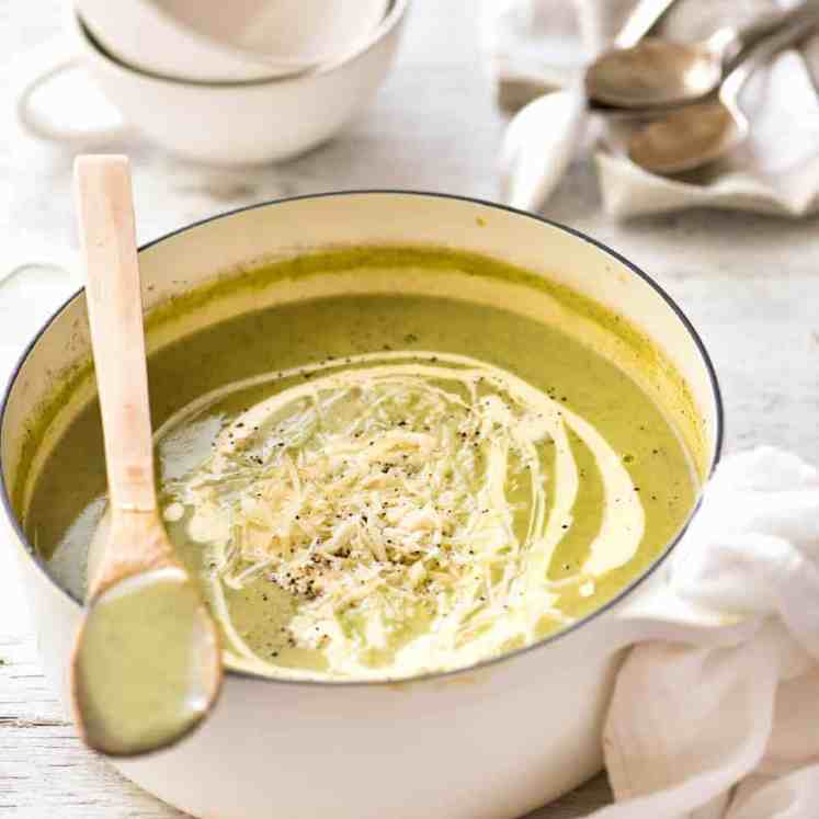 Silky, thick, Healthy Creamy Zucchini Soup. Perfect for dunking in hot crusty bread! recipetineats.com