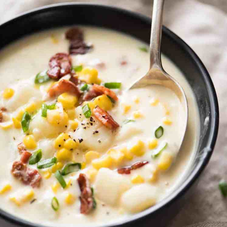 Creamy Corn Chowder with Bacon, with a couple of simple tips for make it extra tasty! recipetineats.com