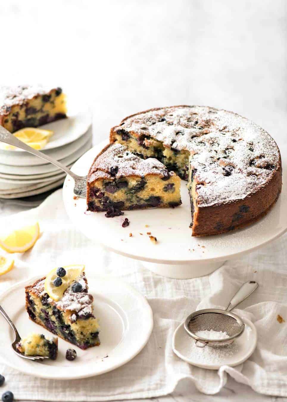 A lovely Blueberry Lemon Yoghurt Cake that's incredibly moist and astonishingly quick to make. www.recipetineats.com