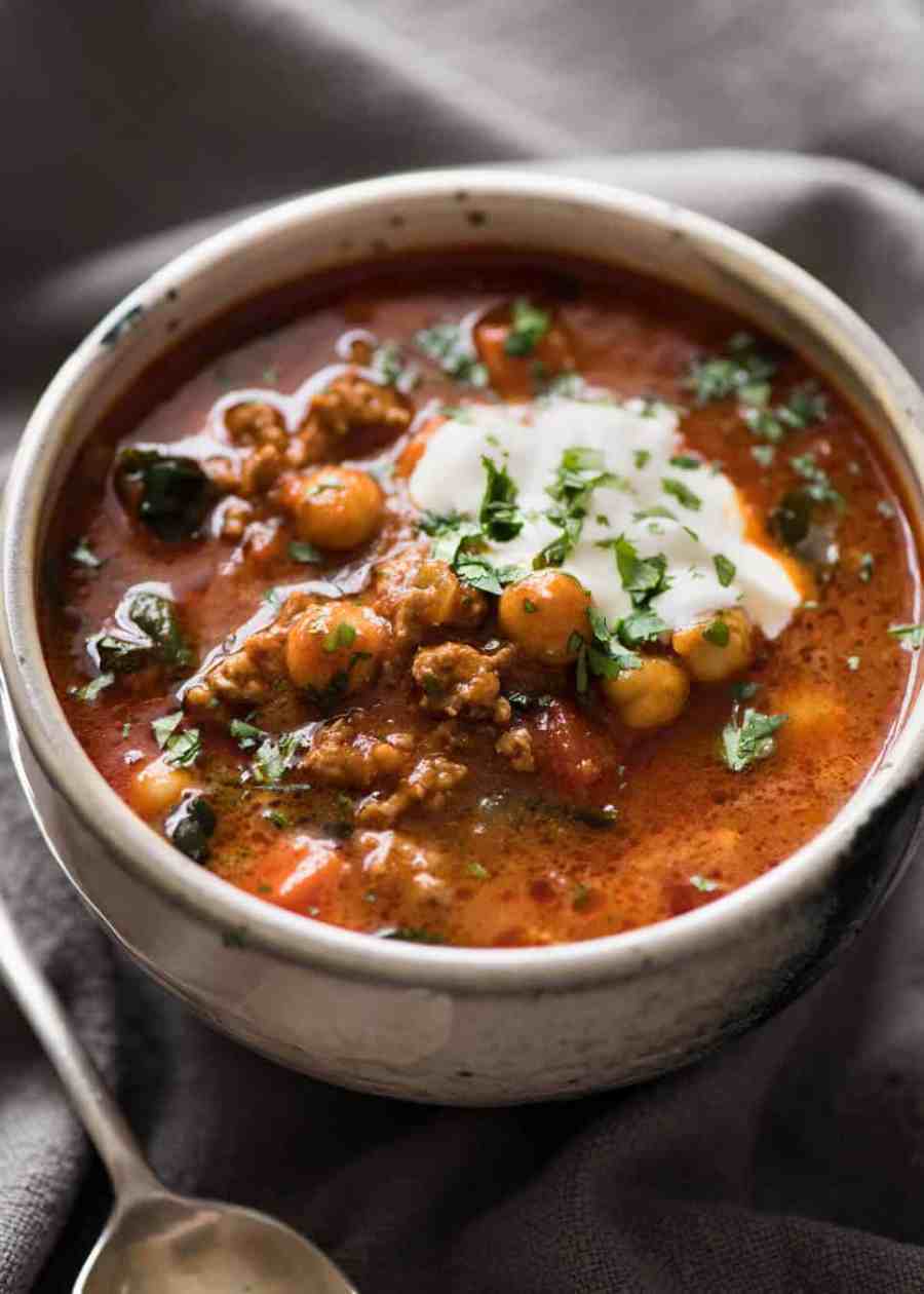 A chickpea soup exploding with flavour! Tastes like Chicken Shawarma in soup form with lamb, quick to make, nutritious and filling. recipetineats.com