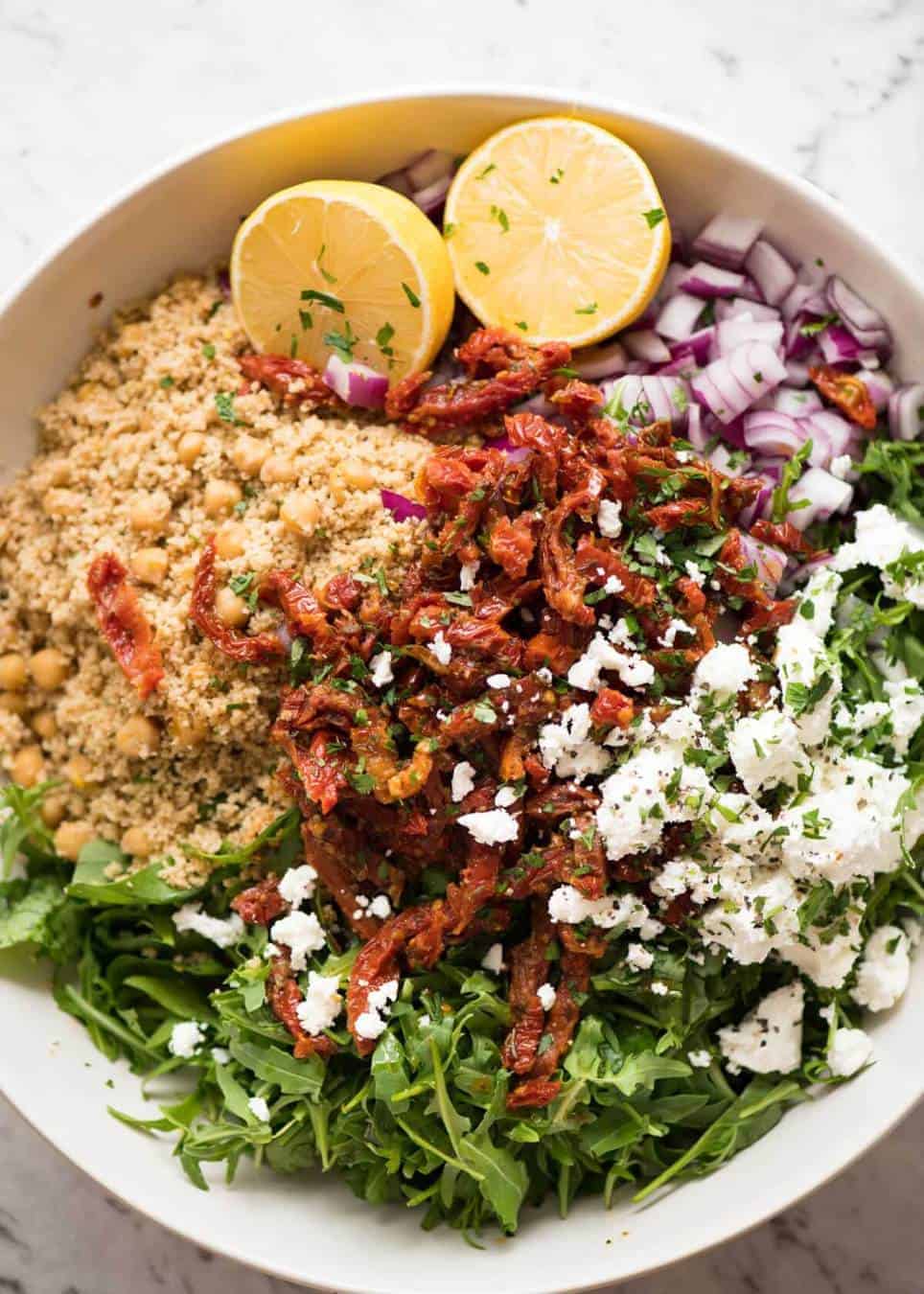 12 Minute Couscous Salad with Sun Dried Tomato and Feta | RecipeTin Eats