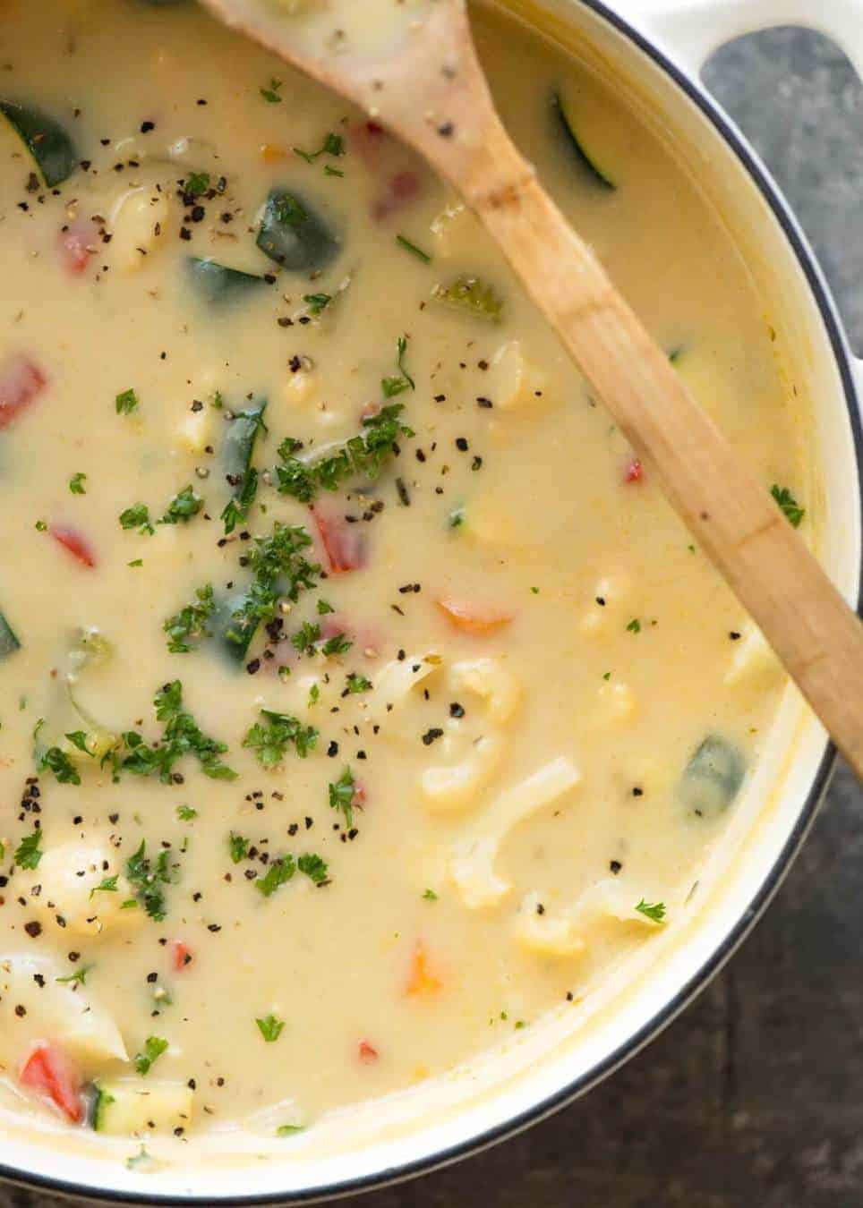 It's a miracle - this Creamy Healthy Vegetable Soup is super low cal, low carb, gluten free and unbelievably tasty. The secret: peeled zucchini, cauliflower, onion and garlic cooked then pureed. Imagine the possibilities! recipetineats.com