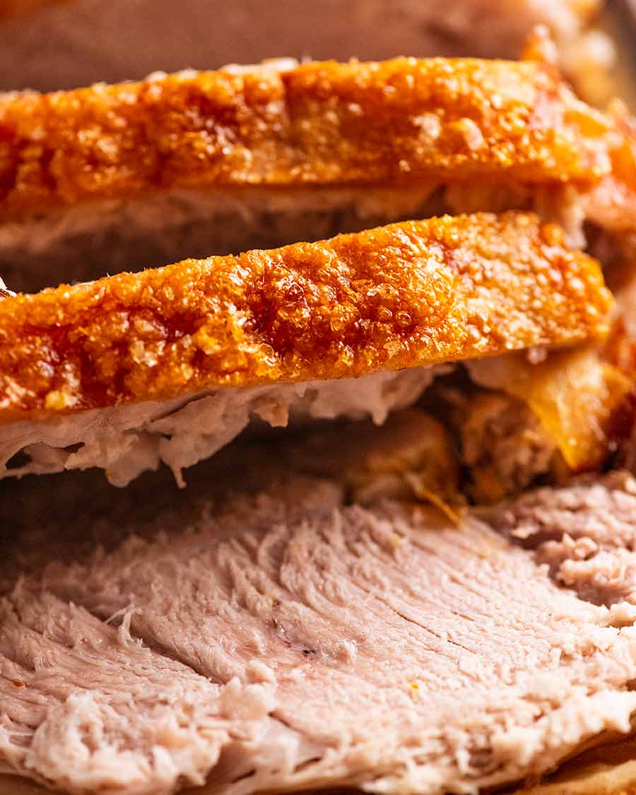 Tegnsætning guide cigar Pork Roast with Crispy Crackling | RecipeTin Eats