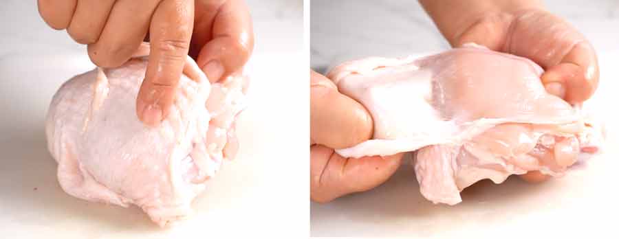 How to remove the skin from chicken thighs